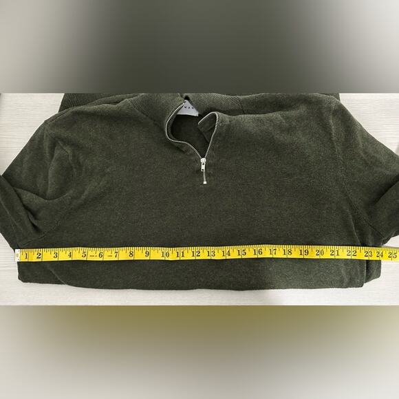 Topman Quarter Zip Funnel Neck Sweater Mens Size XL Green - Picture 3 of 5